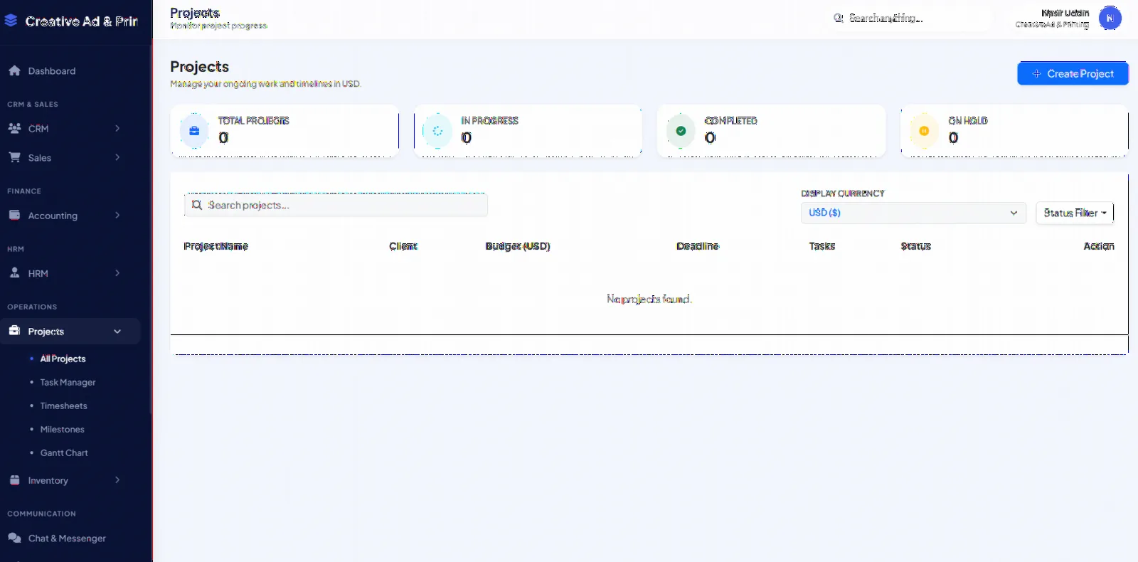 Projects: tasks, timesheets, milestones and Gantt chart