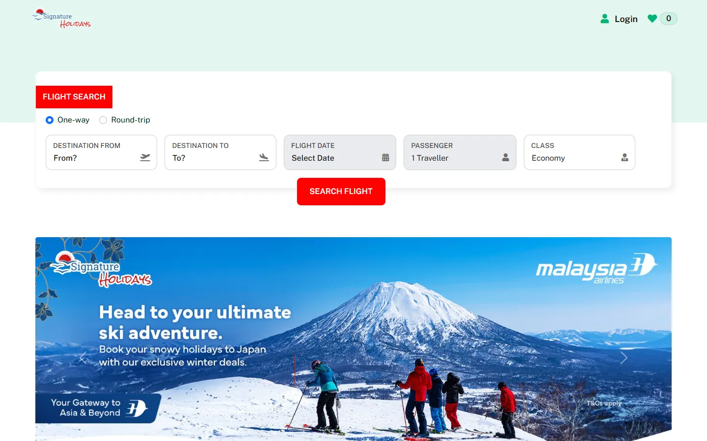Signature Holidays Flight Booking